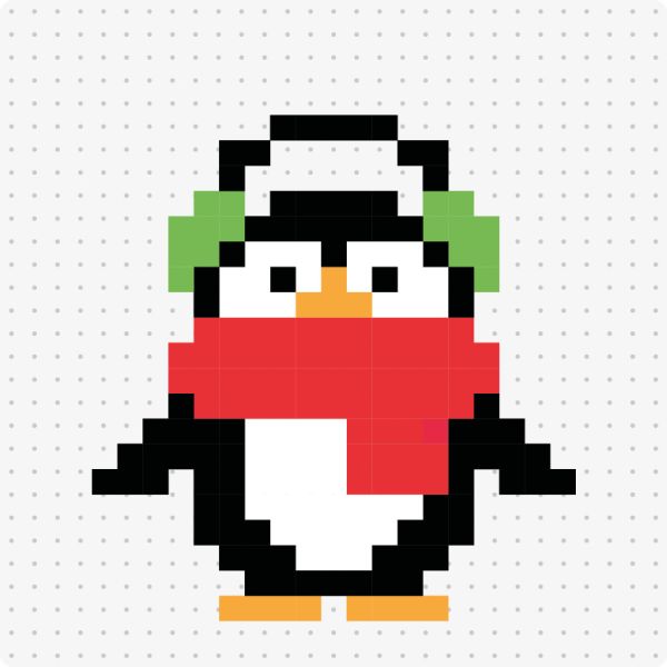 Bügelperlenvorlage für das Motiv Winterpinguin