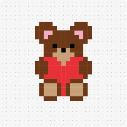 Bügelperlenvorlage für das Motiv Teddy mit Herz