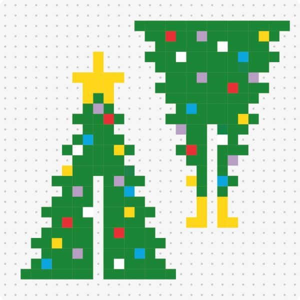 Bügelperlenvorlage für das Motiv Tannenbaum 3D
