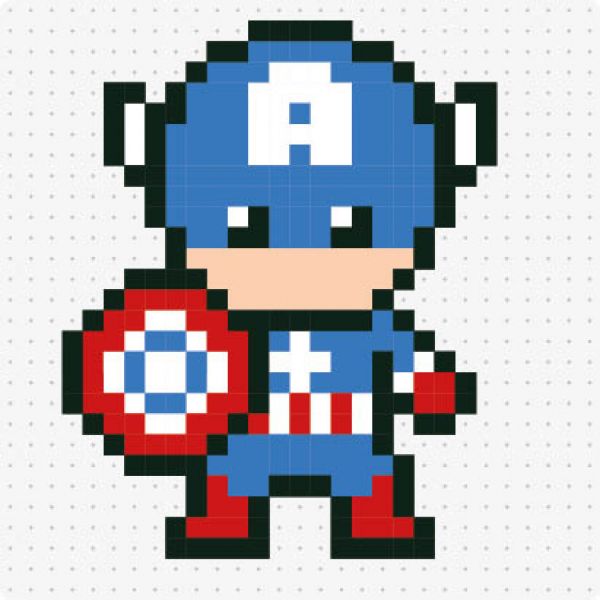 Bügelperlenvorlage für das Motiv Captain America