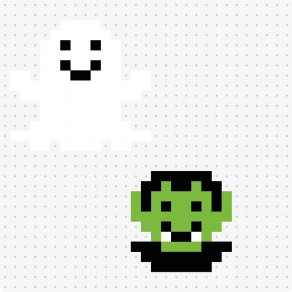 Bügelperlenvorlage für das Motiv Dracula und Geist